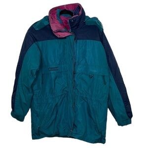 VTG 90s Columbia Eclipse 3-n-1 Green Navy Ski Snow Jacket Women's Sz M